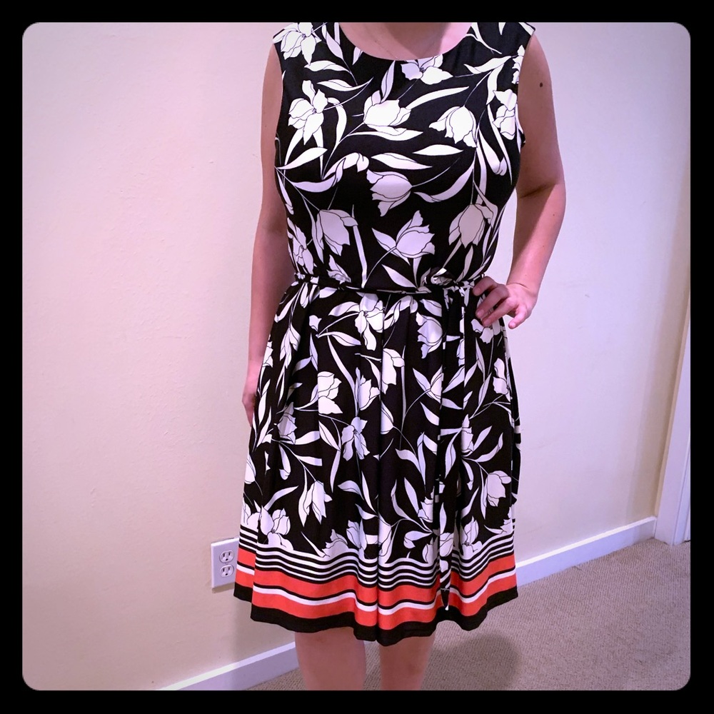 Black and white floral print dress